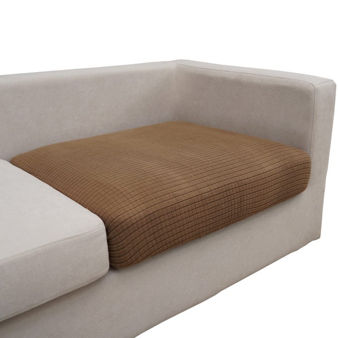 COUCH CUSHION COVERS MAGIC STRETCH SOFA SLIPCOVER FOR 3 CUSHION COUCH DOGS PET L SHAPE 2 SEAT REPLACEMENT FURNITURE PROTECTORLIGHT BROWN LENGTH 2537 INCHESONLY 1 PIECE