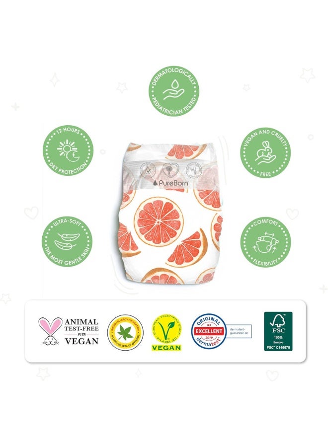 PureBorn Organic Bamboo Baby Diapers Size New Born| Eco-Friendly Tape Style Diapers Hypoallergenic nappies |upto 5 kgs| Count 34 | Sunflower Print - Image 5