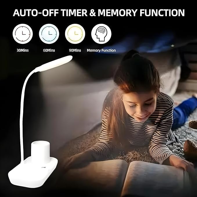 A Aaradhya A Aaradhya Rechargeable Table Lamp 3 Dimmable Light Modes 360 Rotating Neck 12Hour Battery Life RingShaped Design 10 cm White  - Image 5