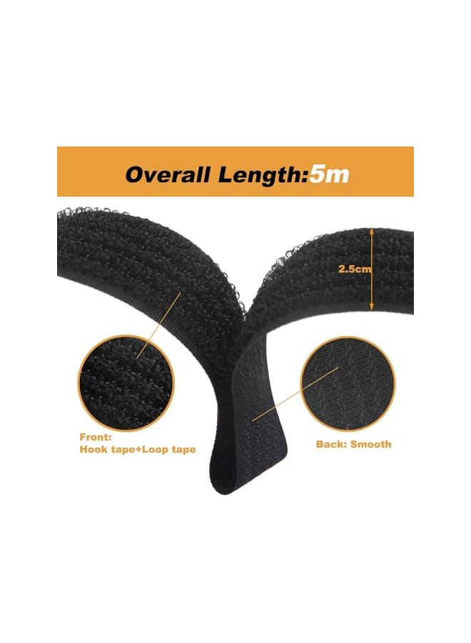 Green Tiger Adjustable Cable Straps, 5cm×5m Reusable Fastening Cable Ties, Free Cut Length, Wide Cable Ties with 20 Buckles, Hook and Loop Securing Strap for Cable Tidy, Wire Management, Cord Organiser - Image 2