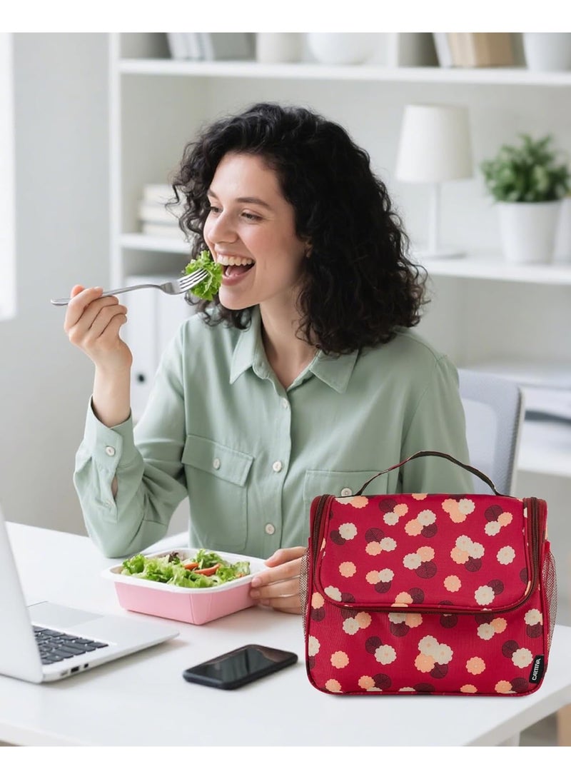 Carttiya Lunch Bag for Women Men-Cute Lunch Tote Bags Reusable Insulated Lunch Box 12 Can Large Capacity Reusable Insulated Cooler for Work Picnic or Travel (Red) - Image 2