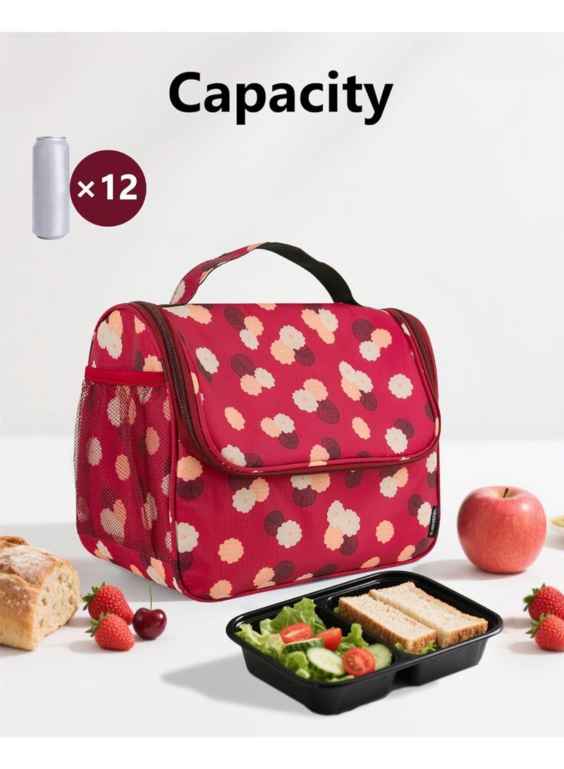 Carttiya Lunch Bag for Women Men-Cute Lunch Tote Bags Reusable Insulated Lunch Box 12 Can Large Capacity Reusable Insulated Cooler for Work Picnic or Travel (Red) - Image 4