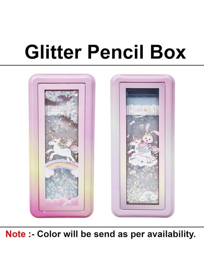 PARTEET Double Compartment Pencil Box Case and Water Gliter Unicorn Printed Pencil Box with Pen Holder for Kids Stylish, Pencil Case for Girls(Assorted Color) - Image 5