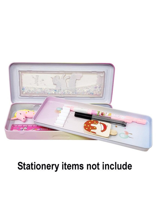 PARTEET Double Compartment Pencil Box Case and Water Gliter Unicorn Printed Pencil Box with Pen Holder for Kids Stylish, Pencil Case for Girls(Assorted Color) - Image 4