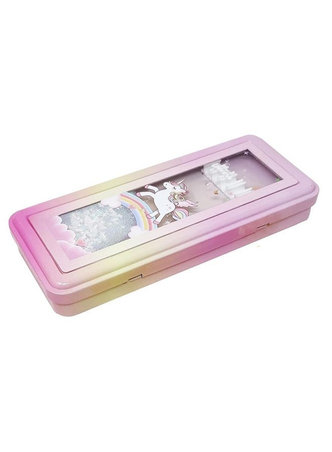 PARTEET Double Compartment Pencil Box Case and Water Gliter Unicorn Printed Pencil Box with Pen Holder for Kids Stylish, Pencil Case for Girls(Assorted Color) - Image 1