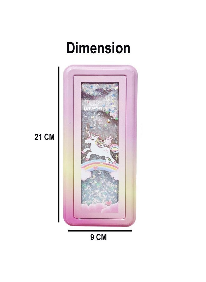 PARTEET Double Compartment Pencil Box Case and Water Gliter Unicorn Printed Pencil Box with Pen Holder for Kids Stylish, Pencil Case for Girls(Assorted Color) - Image 3