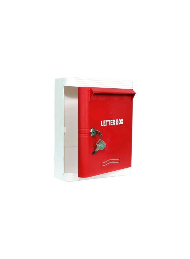 LEPOSE صندوق رسائل بلاستيكي كبير الحجم للاستخدام المنزلي/البريد مع قفل مفتاح - للاستخدام الخارجي والداخلي للبوابة والجدار - لون أحمر - Image 2