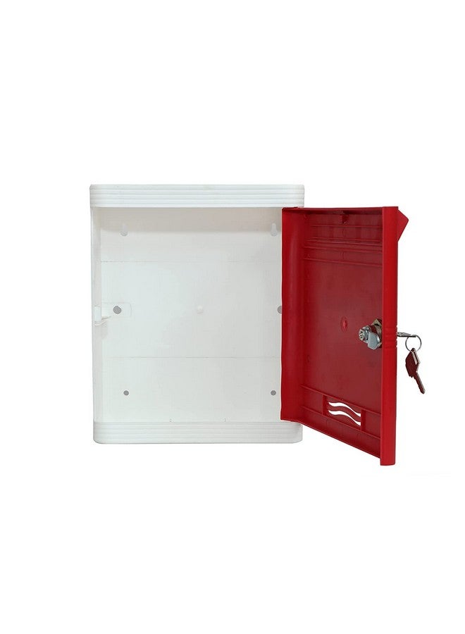 LEPOSE صندوق رسائل بلاستيكي كبير الحجم للاستخدام المنزلي/البريد مع قفل مفتاح - للاستخدام الخارجي والداخلي للبوابة والجدار - لون أحمر - Image 5