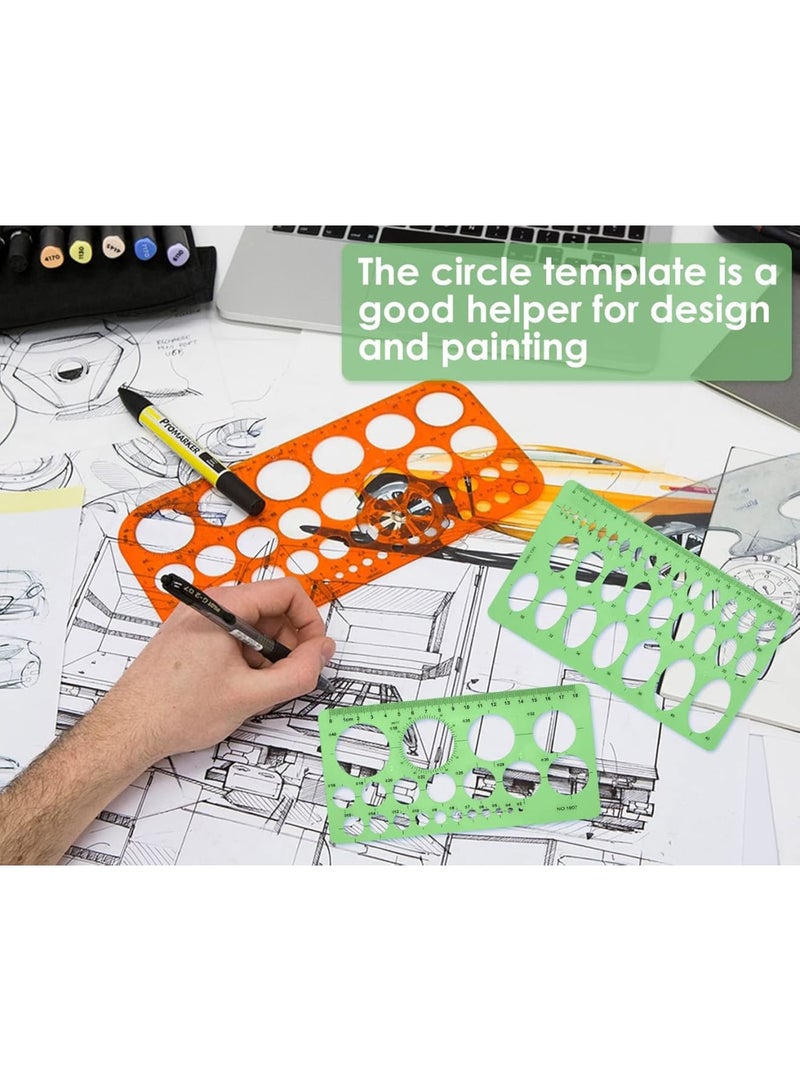 SOLARAE مجموعة أدوات رسم هندسية بتصميم مميز مع قوالب دوائر، 4 قطع قالب شكل أخضر للرسم الهندسي، البناء، المكتب والمدرسة - Image 5