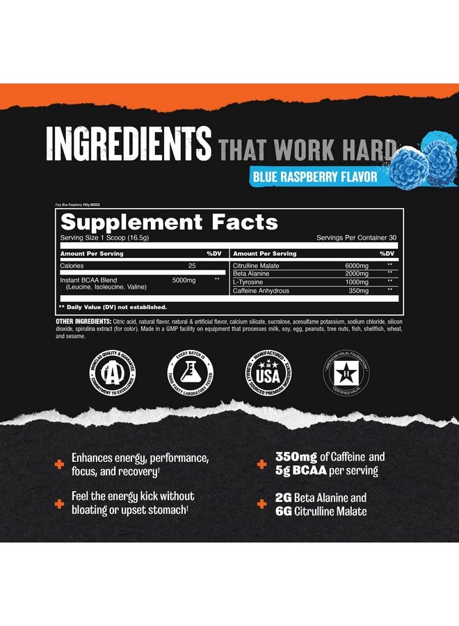 انيمال أنيمال فيوري - مكمل غذائي قبل التمرين بمسحوق لتعزيز الطاقة والتركيز - ٥ غ من الأحماض الأمينية المتشعبة السلسلة، ٣٥٠ ملغ من الكافيين وأكسيد النيتريك بدون كرياتين - منشط قوي للاعبي كمال الأجسام - توت أزرق - Image 2