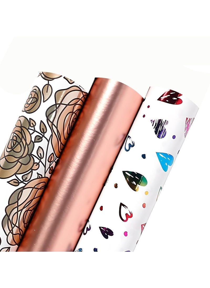 Generic Gift Wrapping Paper roll Set Included 3 Pack Gift Wrap Paper with Sticker and Card for Birthday Party Wedding Graduation Eid Boys Girls kids baby Men Women 43 cm X 300 cm Per Sheet  - Image 1