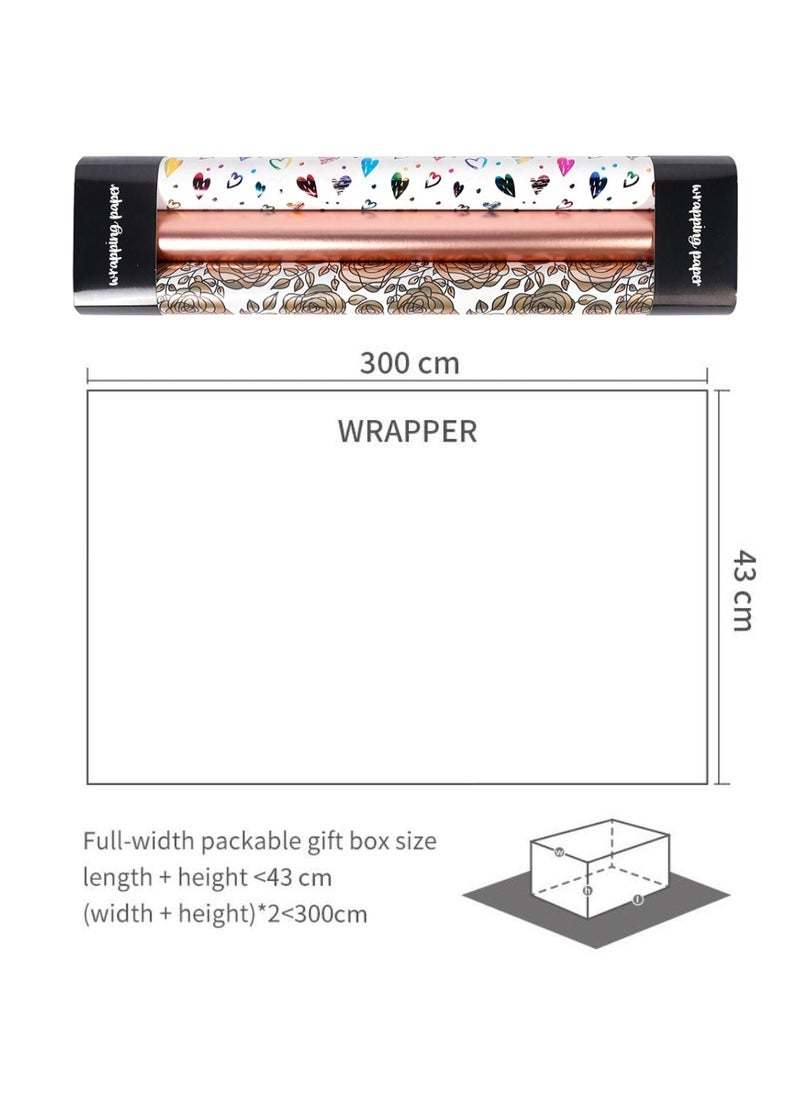 Generic Gift Wrapping Paper roll Set Included 3 Pack Gift Wrap Paper with Sticker and Card for Birthday Party Wedding Graduation Eid Boys Girls kids baby Men Women 43 cm X 300 cm Per Sheet  - Image 2