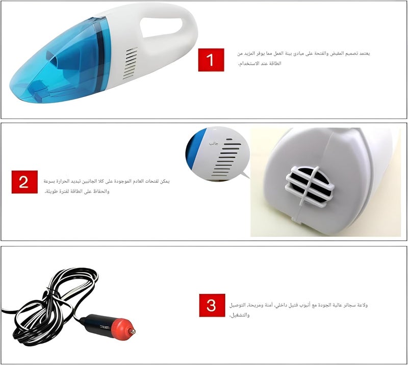 Battery-Powered Vacuum - Compact and powerful, designed for cleaning seats, floors, and tight spots in vehicles, lightweight, portable, rechargeable, and washable for convenience. - Image 4