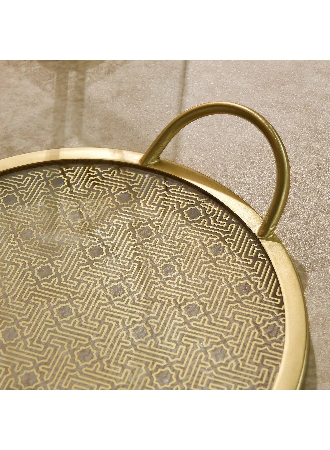 Home Box Skyline Mirage Metal Tray with Glass Base - 37x30x7 cm