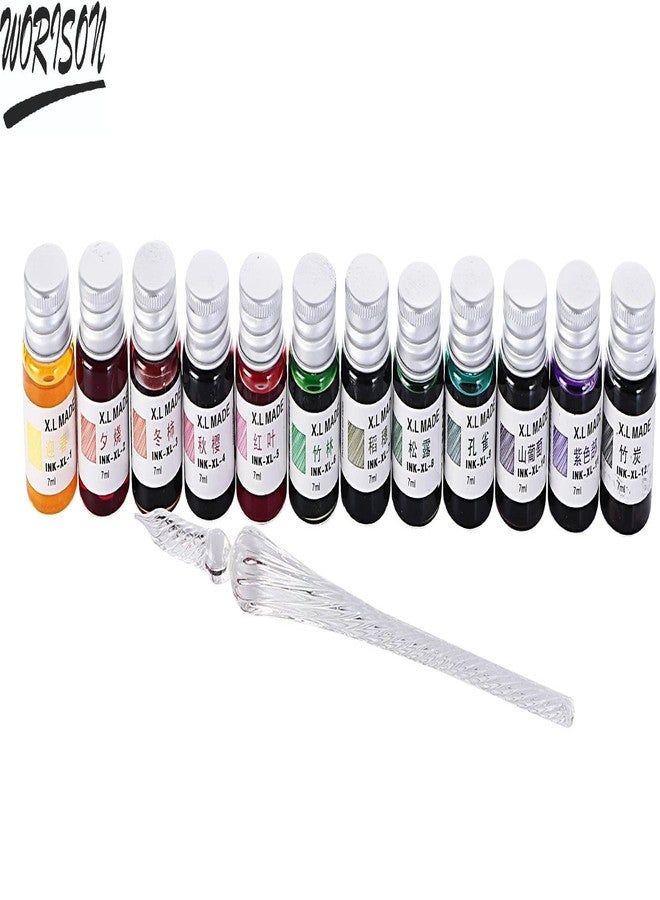 worison Crystal Glass Dip Pen With 12 Colors - Image 3