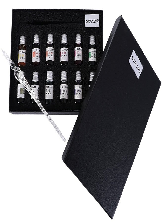 worison Crystal Glass Dip Pen With 12 Colors - Image 1