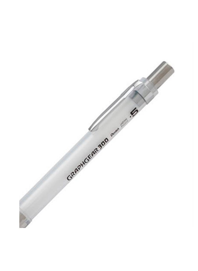 Pentel قلم رصاص ميكانيكي قطعة واحدة من Graph Gear 300 برأس 0.5 مم، أسطوانة بيضاء  - Image 3