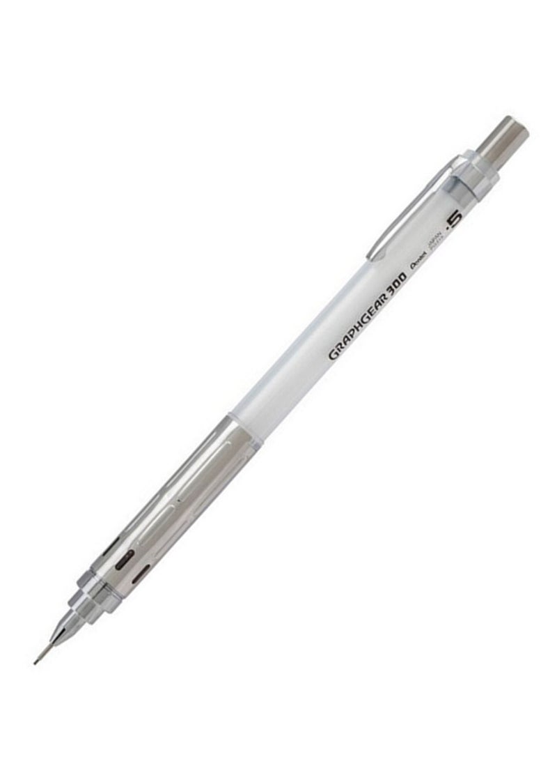 Pentel قلم رصاص ميكانيكي قطعة واحدة من Graph Gear 300 برأس 0.5 مم، أسطوانة بيضاء  - Image 2