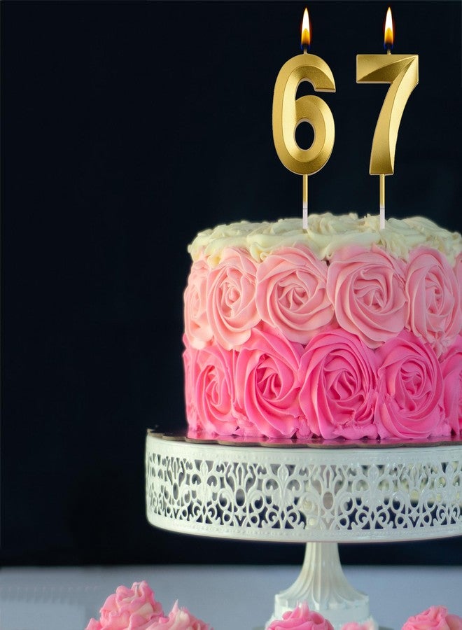 AOOLADA 67th 76th Birthday Candles, Gold 76 67 Year Old Number Birthday Candles, Birthday Party Decorations Cake Topper Gifts for Men Women - Image 4