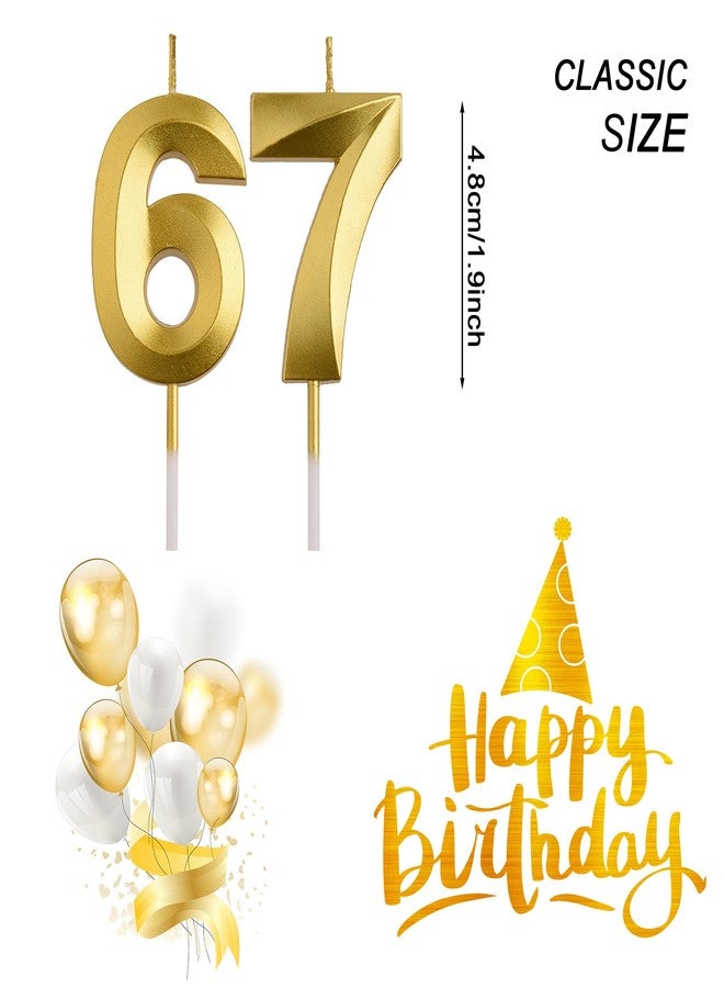 AOOLADA 67th 76th Birthday Candles, Gold 76 67 Year Old Number Birthday Candles, Birthday Party Decorations Cake Topper Gifts for Men Women - Image 2