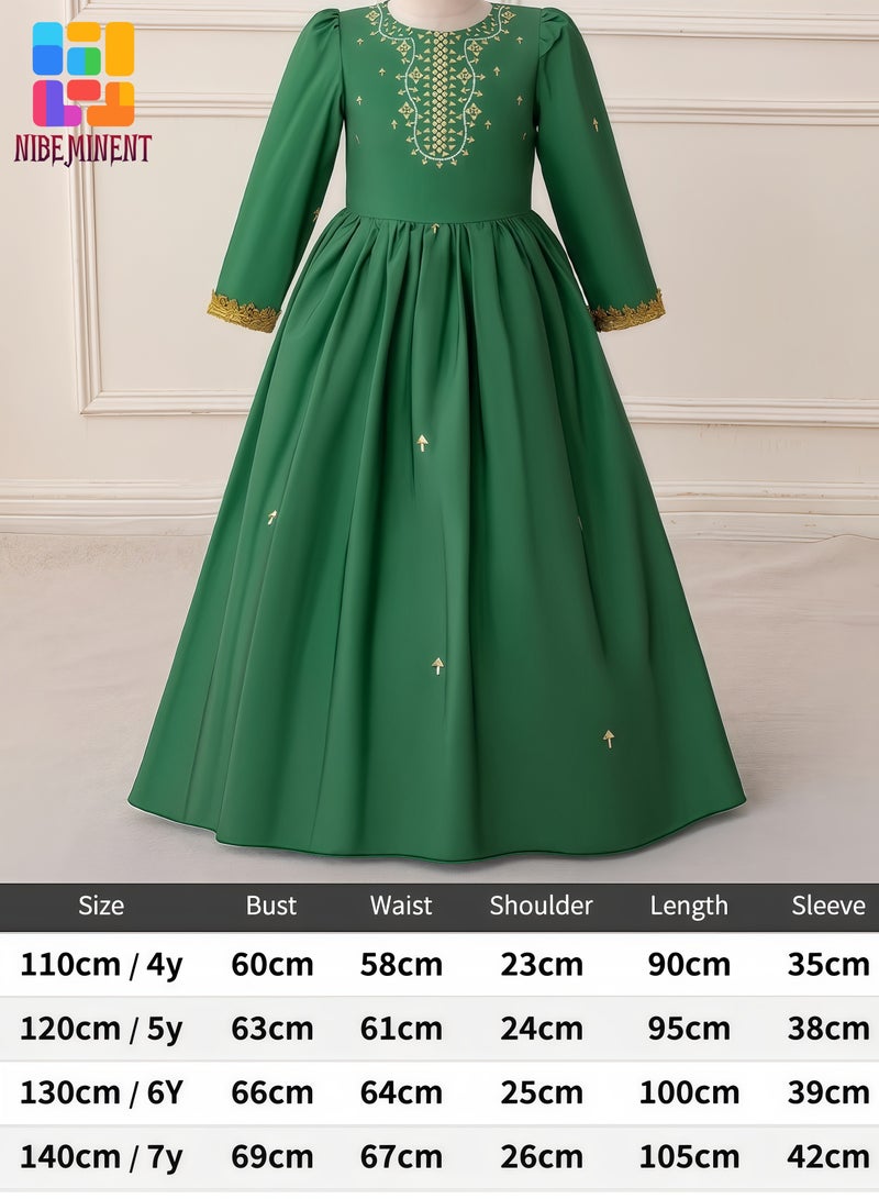 NIBEMINENT Lmdudan Muslim Girls Abaya Long Sleeve Prayer Dress Middle East Muslim Dubai Robe for 4-8 Years - Image 5
