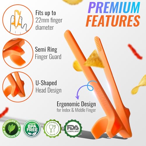 SNACTIV LITE Finger Chopsticks for Gamers 4PC NEON Bundle - As Seen on Shark Tank! The Official Snacking Tool of the Future - Enjoy Snacks and Chips with Ease - Innovative Gaming Snacking Solution - Image 4