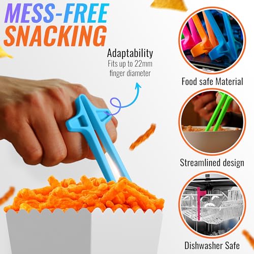 SNACTIV LITE Finger Chopsticks for Gamers 4PC NEON Bundle - As Seen on Shark Tank! The Official Snacking Tool of the Future - Enjoy Snacks and Chips with Ease - Innovative Gaming Snacking Solution - Image 2