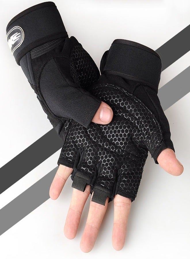 Bukela Weightlifting Gym Gloves Heavyweight Exercise Weight Lifting Gloves Body Building Training Sport Fitness Gloves(L) - Image 1