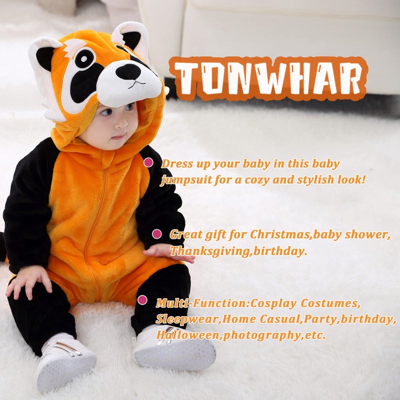 TONWHAR Kid's and Toddler's Costume Baby Animal Outfit Baby Boys' Girls' One-Piece Rompers Jumpsuit(1-3M,Raccoon) - Image 5