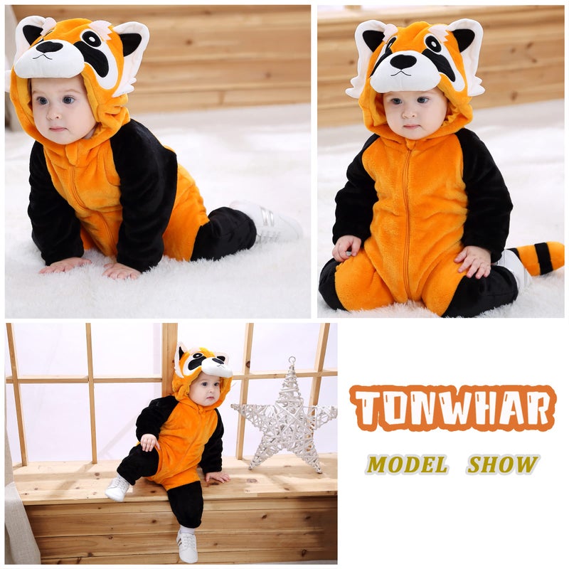 TONWHAR Kid's and Toddler's Costume Baby Animal Outfit Baby Boys' Girls' One-Piece Rompers Jumpsuit(1-3M,Raccoon) - Image 4