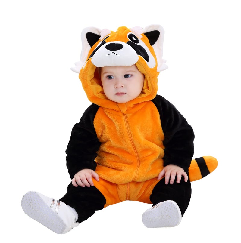 TONWHAR Kid's and Toddler's Costume Baby Animal Outfit Baby Boys' Girls' One-Piece Rompers Jumpsuit(1-3M,Raccoon) - Image 1