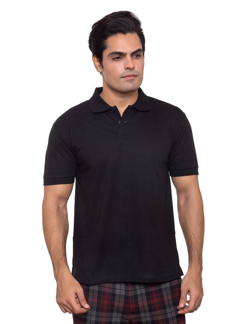 SANTHOME Basic Dry n Cool Cotton Polyester Blend Shirt Collared Neck Polo for Men - Image 1