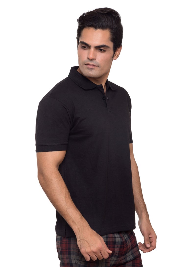 SANTHOME Basic Dry n Cool Cotton Polyester Blend Shirt Collared Neck Polo for Men - Image 2