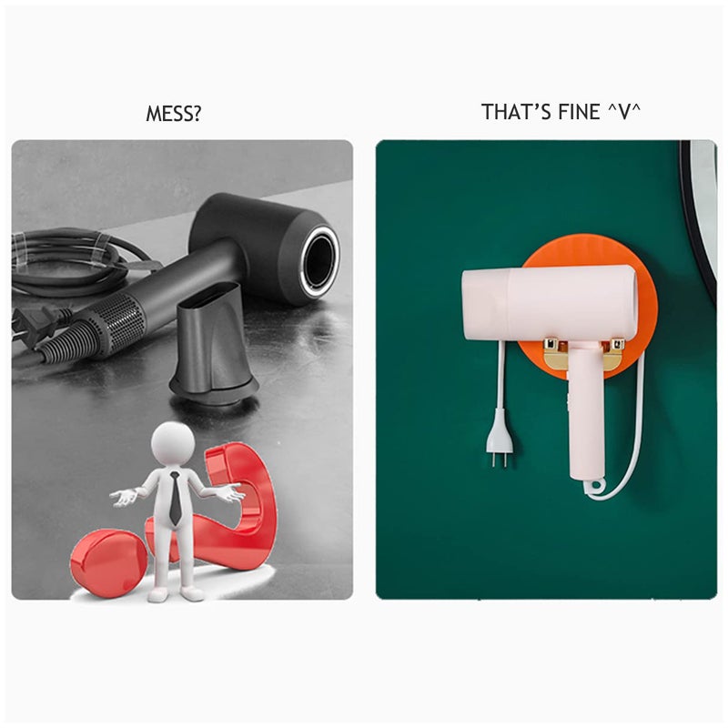 Hair dryer holder Adhesive hair dryer holder Wall mounted hair dryer holder Hair dryer hanger without drilling - Image 3