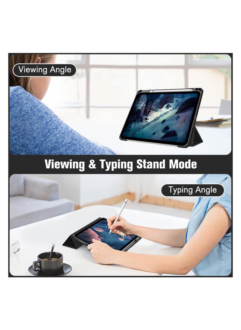 EVO Case Compatible with iPad 10th Generation 2022 10.9 Inch with Pencil Holder, Slim Protective Cover with Clear Back Shell for iPad 10th Gen A2696 A2757 A2777, Auto Wake/Sleep, Black  - Image 4