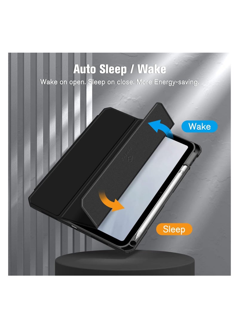 EVO Case Compatible with iPad 10th Generation 2022 10.9 Inch with Pencil Holder, Slim Protective Cover with Clear Back Shell for iPad 10th Gen A2696 A2757 A2777, Auto Wake/Sleep, Black  - Image 3