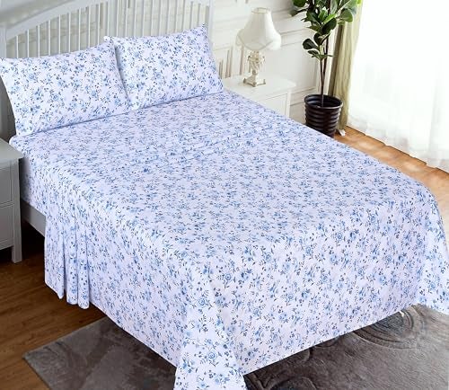 RUVANTI 100% Cotton King Size Sheets Set, 4 Pieces, Soft & Breathable Percale Weave Bedding, Deep Pocket 16", Hotel Standard, Crisp Cool Feel, Durable, Perfect Floral Bed Sheet, Annual - Image 2
