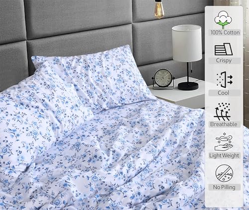 RUVANTI 100% Cotton King Size Sheets Set, 4 Pieces, Soft & Breathable Percale Weave Bedding, Deep Pocket 16", Hotel Standard, Crisp Cool Feel, Durable, Perfect Floral Bed Sheet, Annual - Image 3