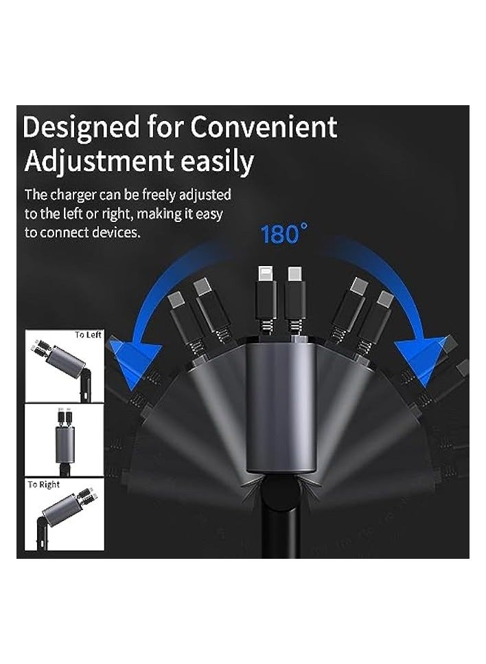 FOKKAH 60W Retractable Car Charger Compatible with iPhone15/14/13/12/11,Fast Car Power Adapter PD20W /Type-C 40W,Car USB Fast Phone Charger (Quadrate) - Image 4