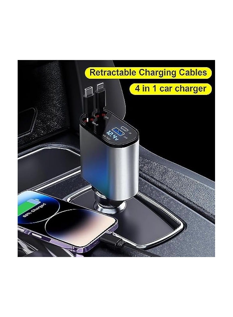 FOKKAH 60W Retractable Car Charger Compatible with iPhone15/14/13/12/11,Fast Car Power Adapter PD20W /Type-C 40W,Car USB Fast Phone Charger (Quadrate) - Image 2