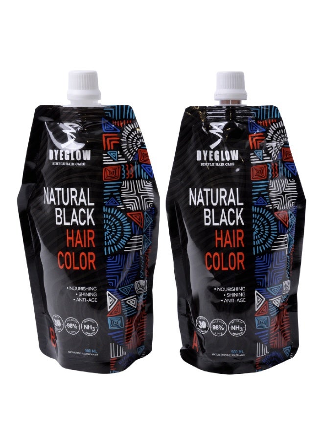 دايجلو كريم صبغة الشعر الأسود الطبيعي من داي جلو، 98% خالي من مسببات الحساسية والأمونيا، مغذي، لامع، مضاد للشيخوخة، 500 مل × 2 - Image 2