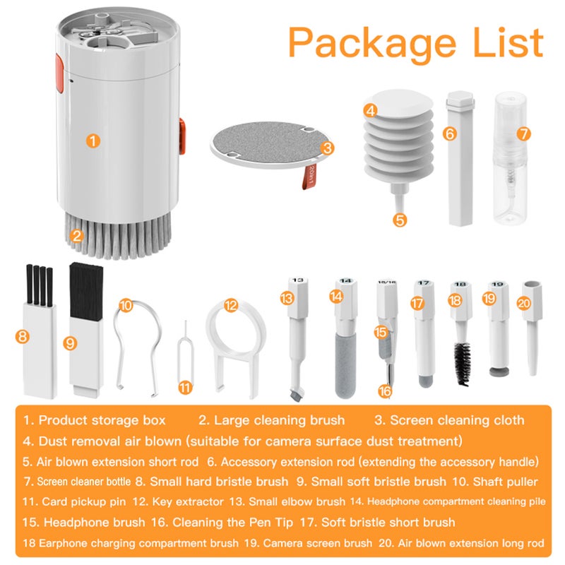 Multifunctional Cleaning Kit, 20-in-1 Computer Keyboard Cleaning Kit, Electronics Cleaning Tool, BT Earphone Cleaning Pen Screen Dusting Brush, for Cleaning Tablet, Laptop, Keyboard, Earbuds, Camera, - Image 5