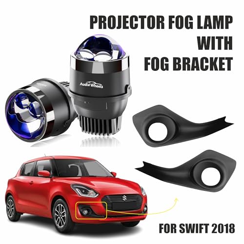 Audio Wheels 3" LED Projector Fog Lamp with Cover - 120W, 6000K White | Dual-Beam | with Blue Tint Film | 12V/24V Fog Light for Car & Vehicle Modification | For Maruti Suzuki Swift 2018 - Image 2