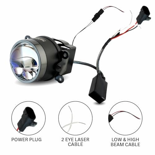 Audio Wheels 3" LED Projector Fog Lamp with Cover - 120W, 6000K White | Dual-Beam | with Blue Tint Film | 12V/24V Fog Light for Car & Vehicle Modification | For Maruti Suzuki Swift 2018 - Image 4
