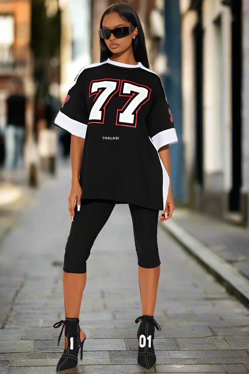 THALASI Womens Cotton Oversized Fit T Shirts - Half Sleeve Round Neck Printed T-Shirt for Women - Image 4