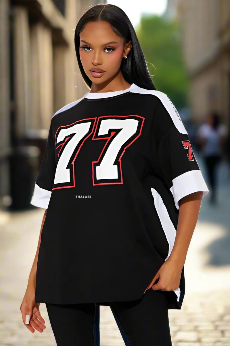 THALASI Womens Cotton Oversized Fit T Shirts - Half Sleeve Round Neck Printed T-Shirt for Women - Image 5