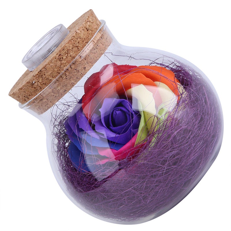 LED RGB Lamp Romantic Rose Bottle Light Color Changing Wedding Party Decor with Remote (Purple) - Image 3