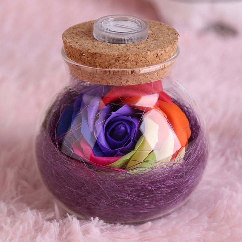 LED RGB Lamp Romantic Rose Bottle Light Color Changing Wedding Party Decor with Remote (Purple) - Image 2