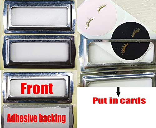 wootile Self Adhesive Metal Bookplates for Books Cards 10Pcs Horizontal Clip Label Holders-Metal Drawer Tag Label Holder Silver Bookplates Metal Frame for Office Library Book File Cabinet Card Tag Label plate - Image 3