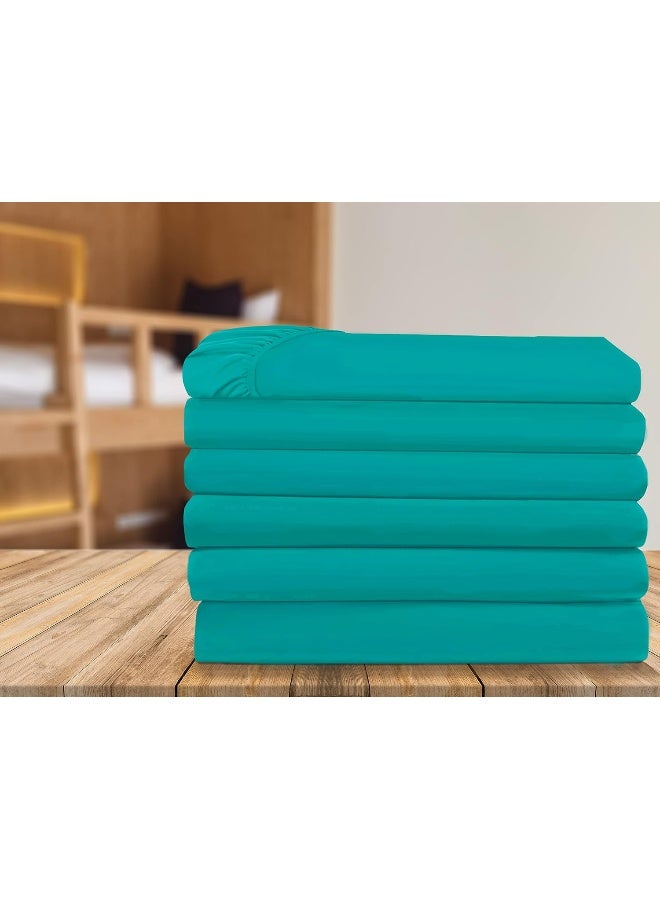 Elegant Comfort Elegant Comfort 6-Pack Fitted Bottom Sheets 1500 Thread Count Premium Hotel Quality, Deep Pocket, Wrinkle-Free, Stain and Fade Resistant-Side Pockets for Storage, 6PACK Fitted-Twin/Twin XL, Turquoise - Image 1